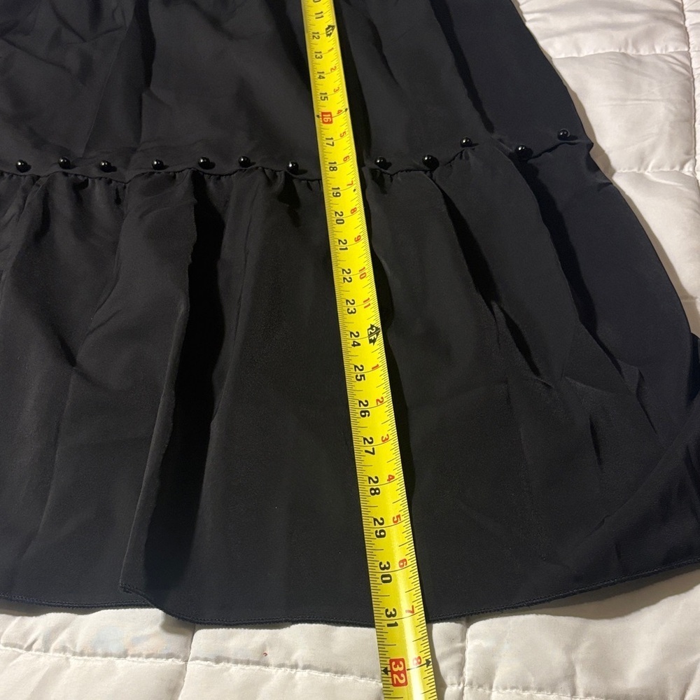 Black Midi Full Tiered Skirt with Elastic Waist - Picture 7 of 8